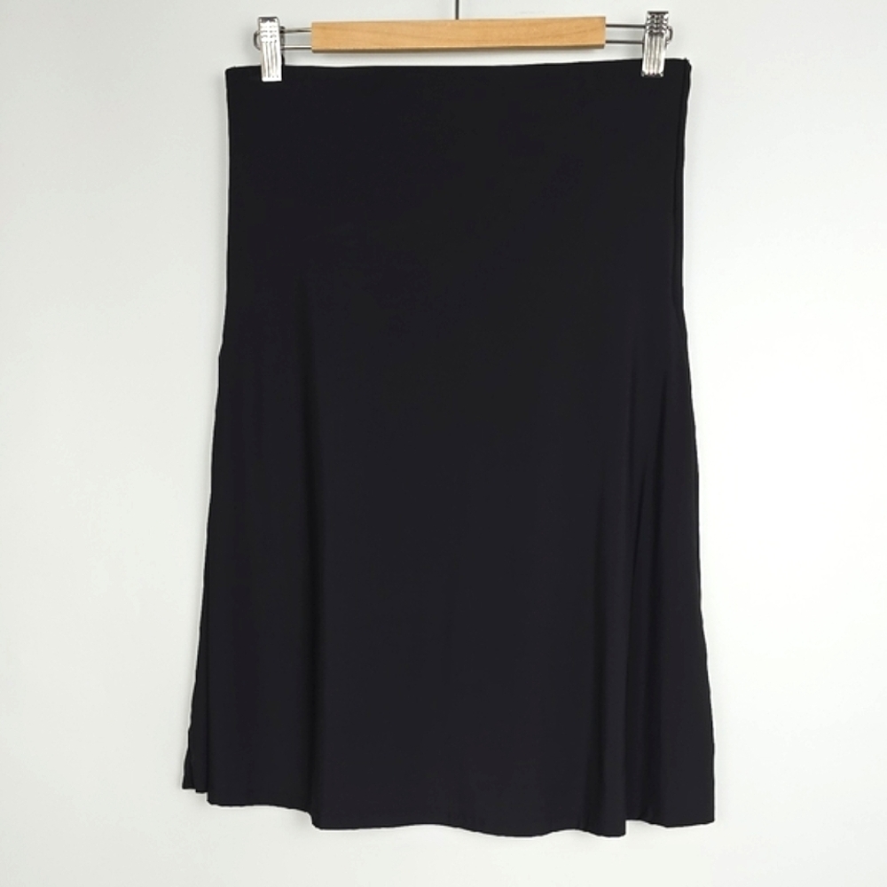 Joan Vass Women's Black Tummy Control A Line Knee Length Skirt Lightweight Sz 2X